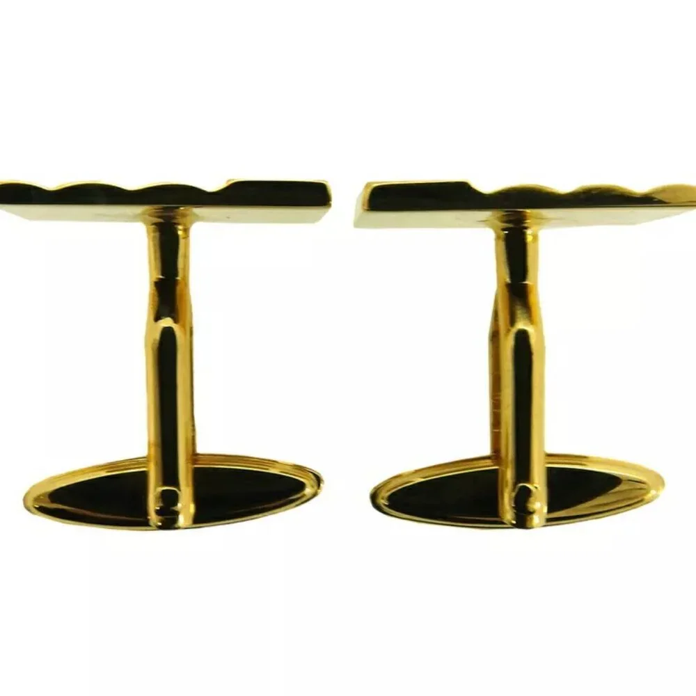 Dunhill Cufflinks D Mark Gold Bracket Authentic USED
